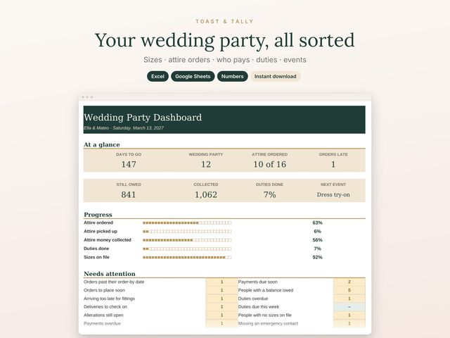 Bridesmaids & Groomsmen Organizer