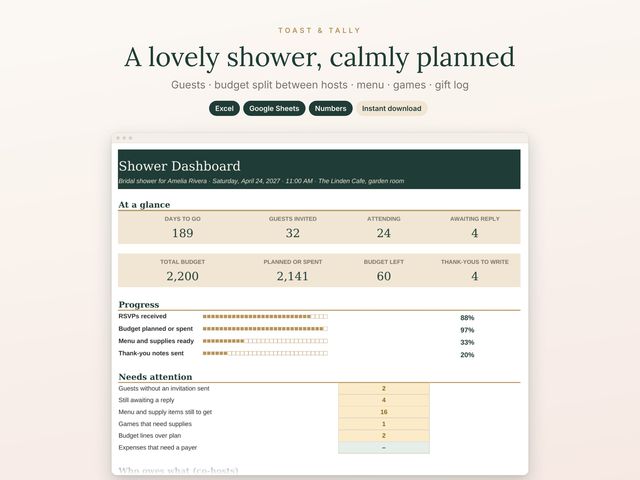 Bridal Shower Planner